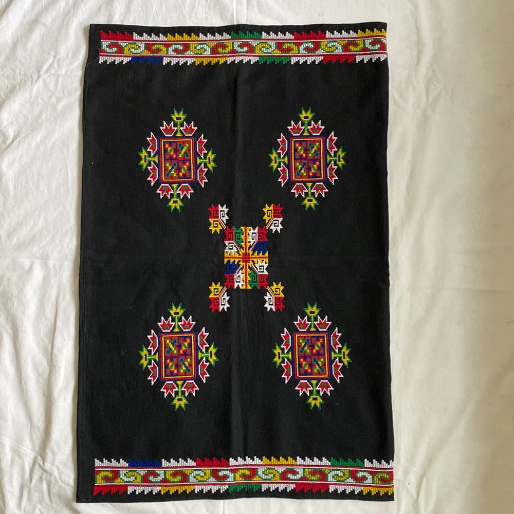 Black Cotton Embroidered Fabric